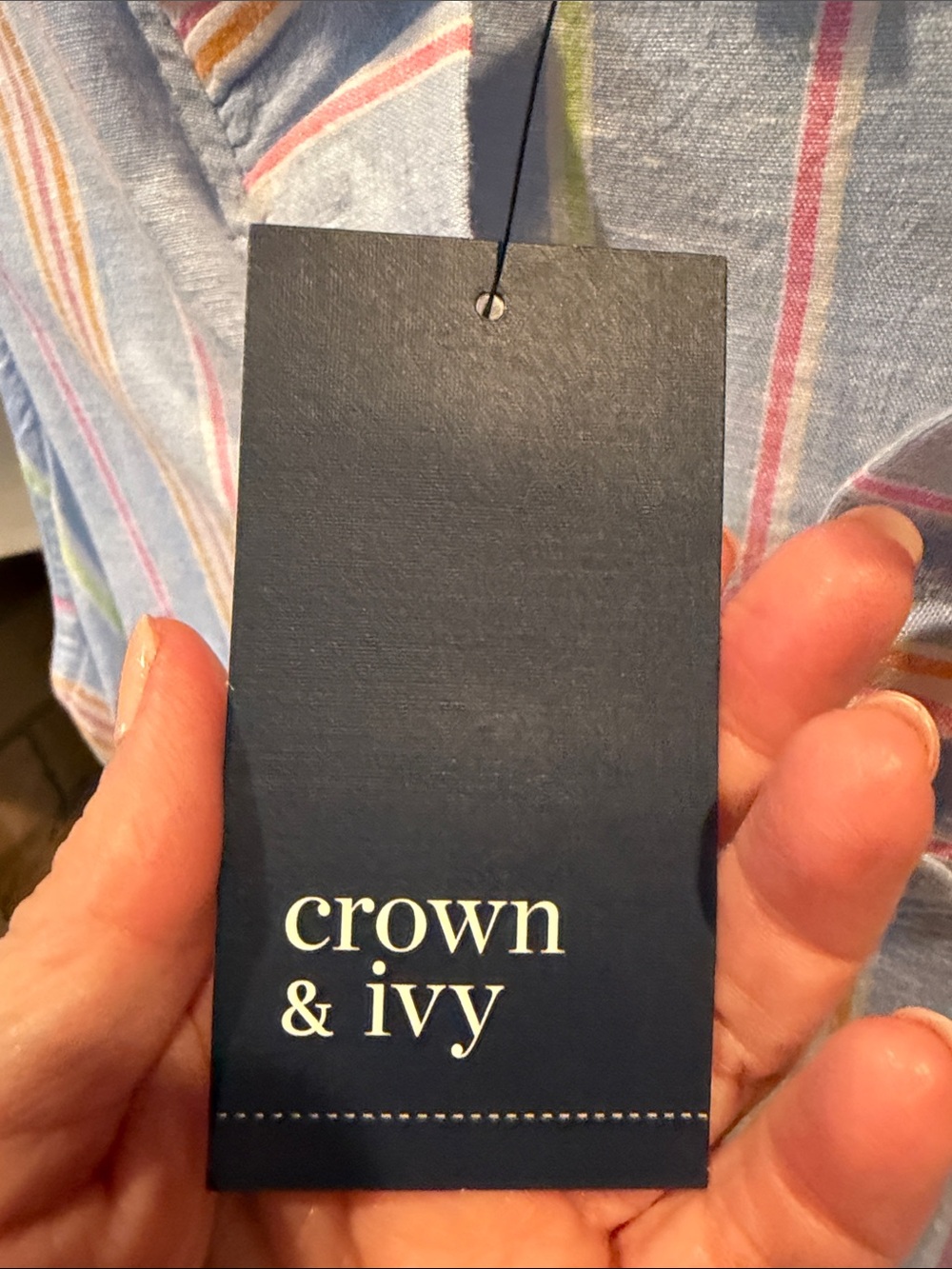 crown & ivy Light Blue Pastel Stripe Sleeveless Linen Dress - Picture 4 of 6